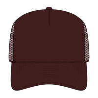 OTTO 3932-1 5 Panel High Crown Mesh Back Trucker Cap - Brown - Brown / 7 3/8’’ - 7 5/8’’