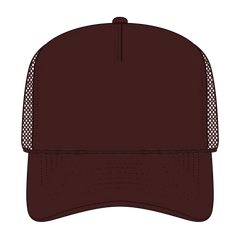 OTTO 3932-1 5 Panel High Crown Mesh Back Trucker Cap - Brown - Brown / 7 3/8’’ - 7 5/8’’
