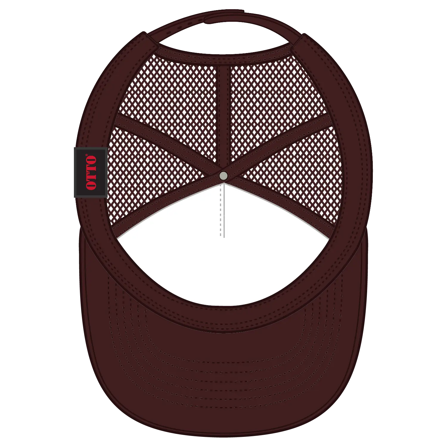 OTTO 3932-1 5 Panel High Crown Mesh Back Trucker Cap - Brown - Brown / 7 3/8’’ - 7 5/8’’