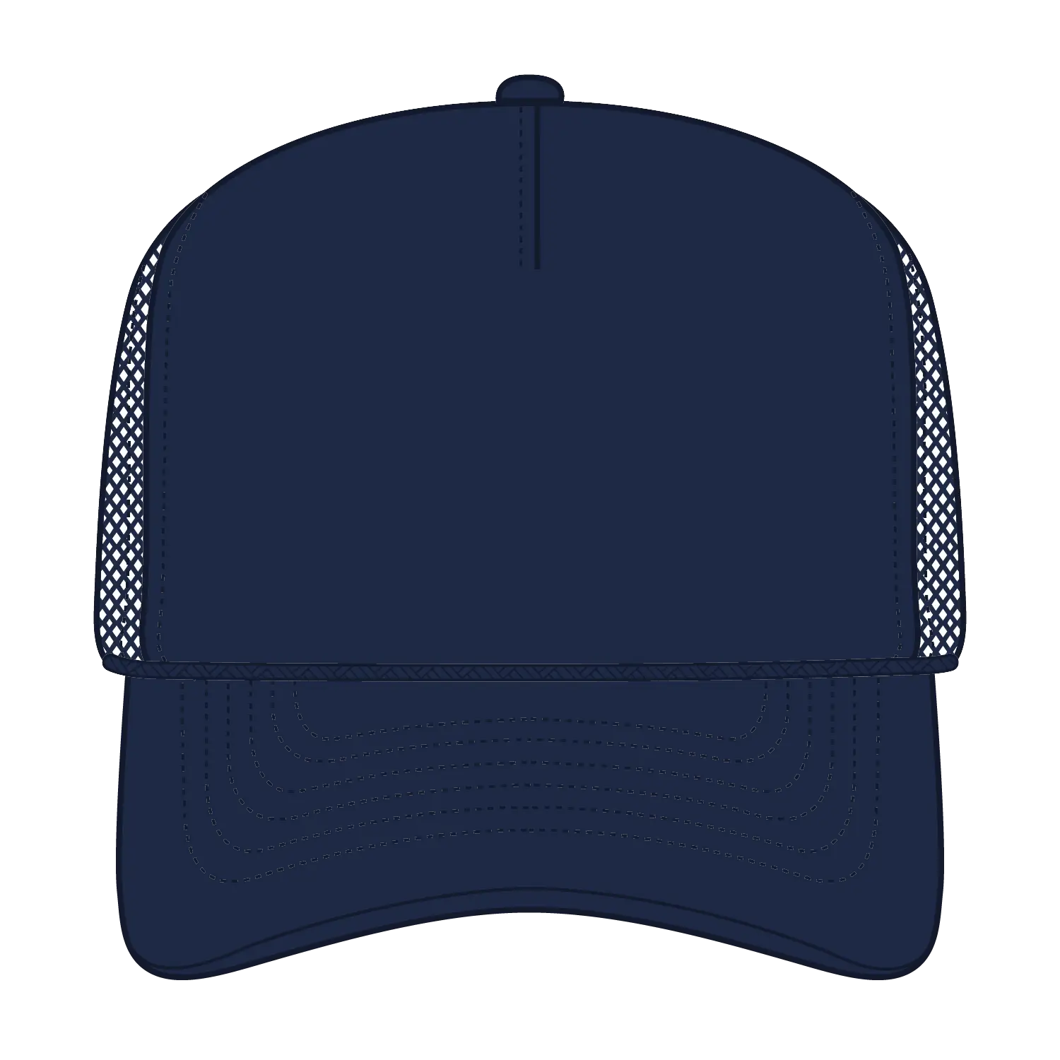 OTTO 3932-1 5 Panel High Crown Mesh Back Trucker Cap - Navy - Navy / 7 3/8’’ - 7 5/8’’