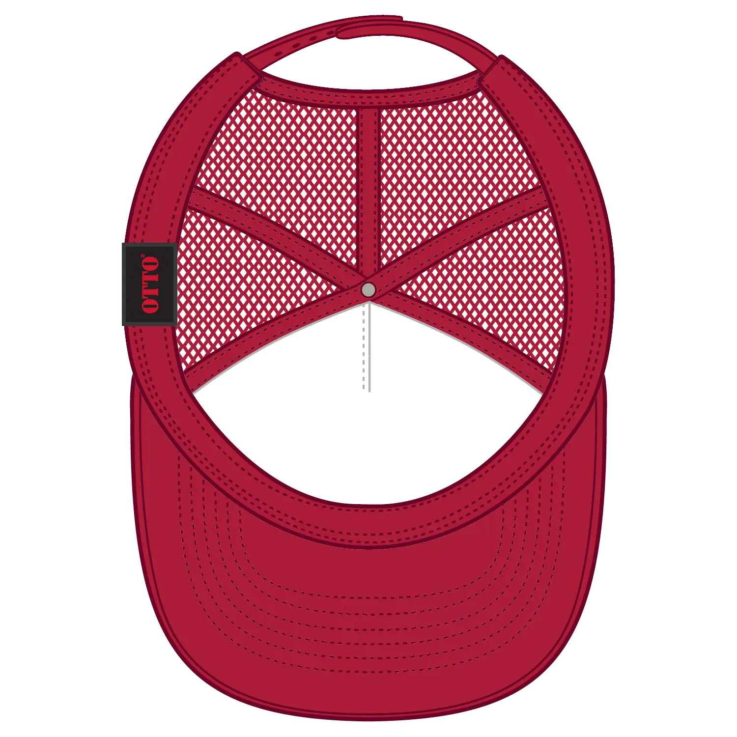 OTTO 3932-1 5 Panel High Crown Mesh Back Trucker Cap - Red - Red / 7 3/8’’ - 7 5/8’’