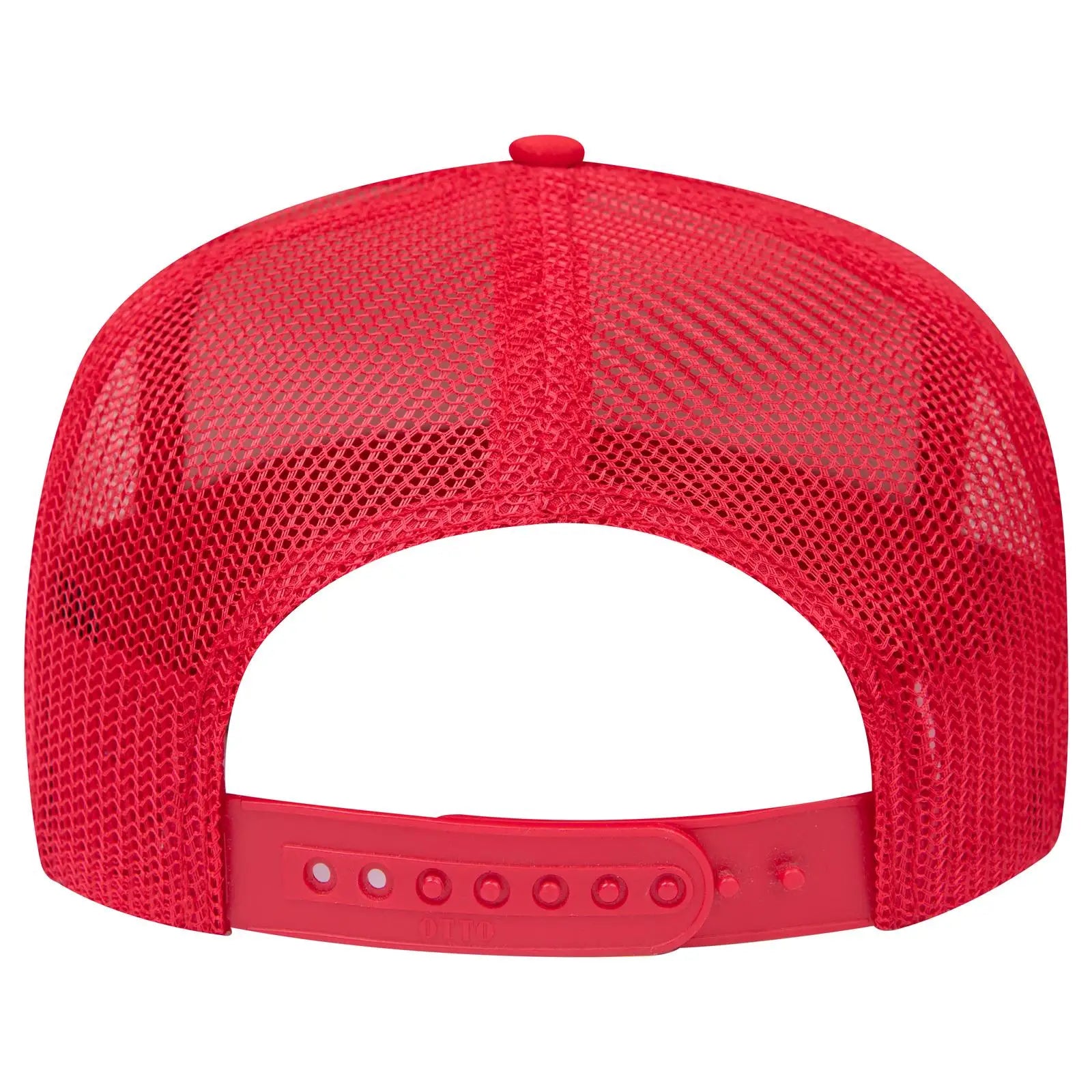 OTTO 3932-1 5 Panel High Crown Mesh Back Trucker Cap - Red - Red / 7 3/8’’ - 7 5/8’’