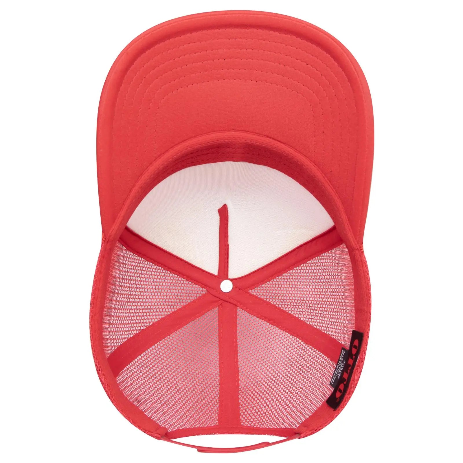 OTTO 3932-1 5 Panel High Crown Mesh Back Trucker Cap - Red - Red / 7 3/8’’ - 7 5/8’’