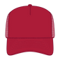 OTTO 3932-1 5 Panel High Crown Mesh Back Trucker Cap - Red - Red / 7 3/8’’ - 7 5/8’’