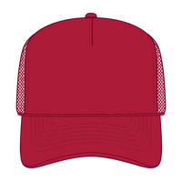 OTTO 3932-1 5 Panel High Crown Mesh Back Trucker Cap - Red - Red / 7 3/8’’ - 7 5/8’’