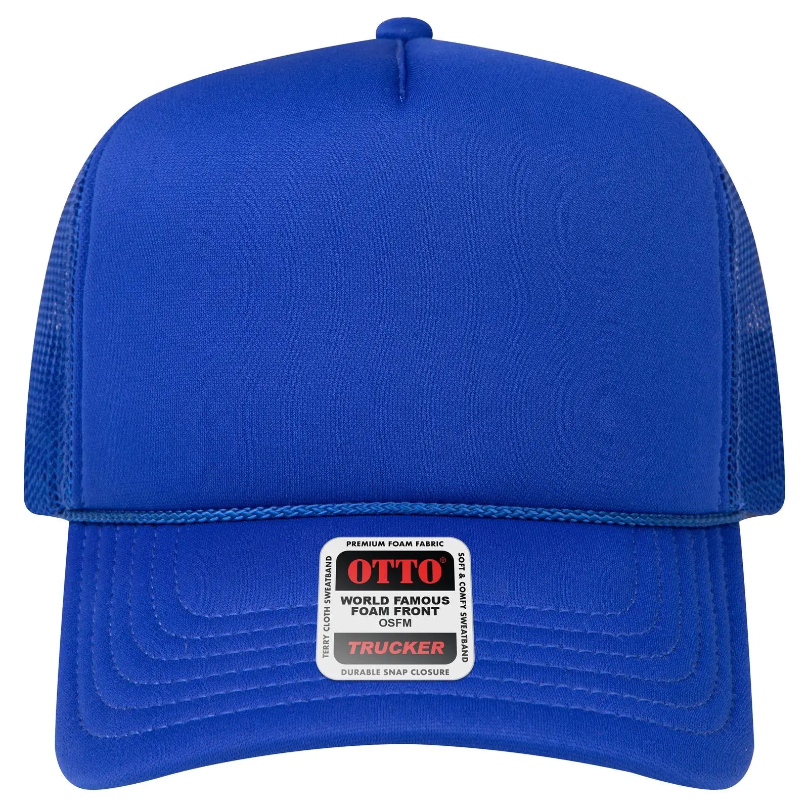 OTTO 3932-1 5 Panel High Crown Mesh Back Trucker Cap - Royal - Royal / 7 3/8’’ - 7 5/8’’