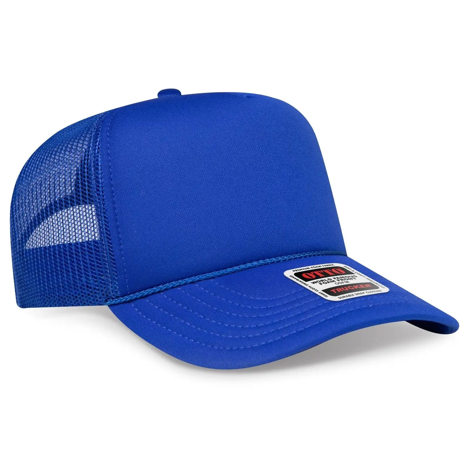 OTTO 3932-1 5 Panel High Crown Mesh Back Trucker Cap - Royal - Royal / 7 3/8’’ - 7 5/8’’