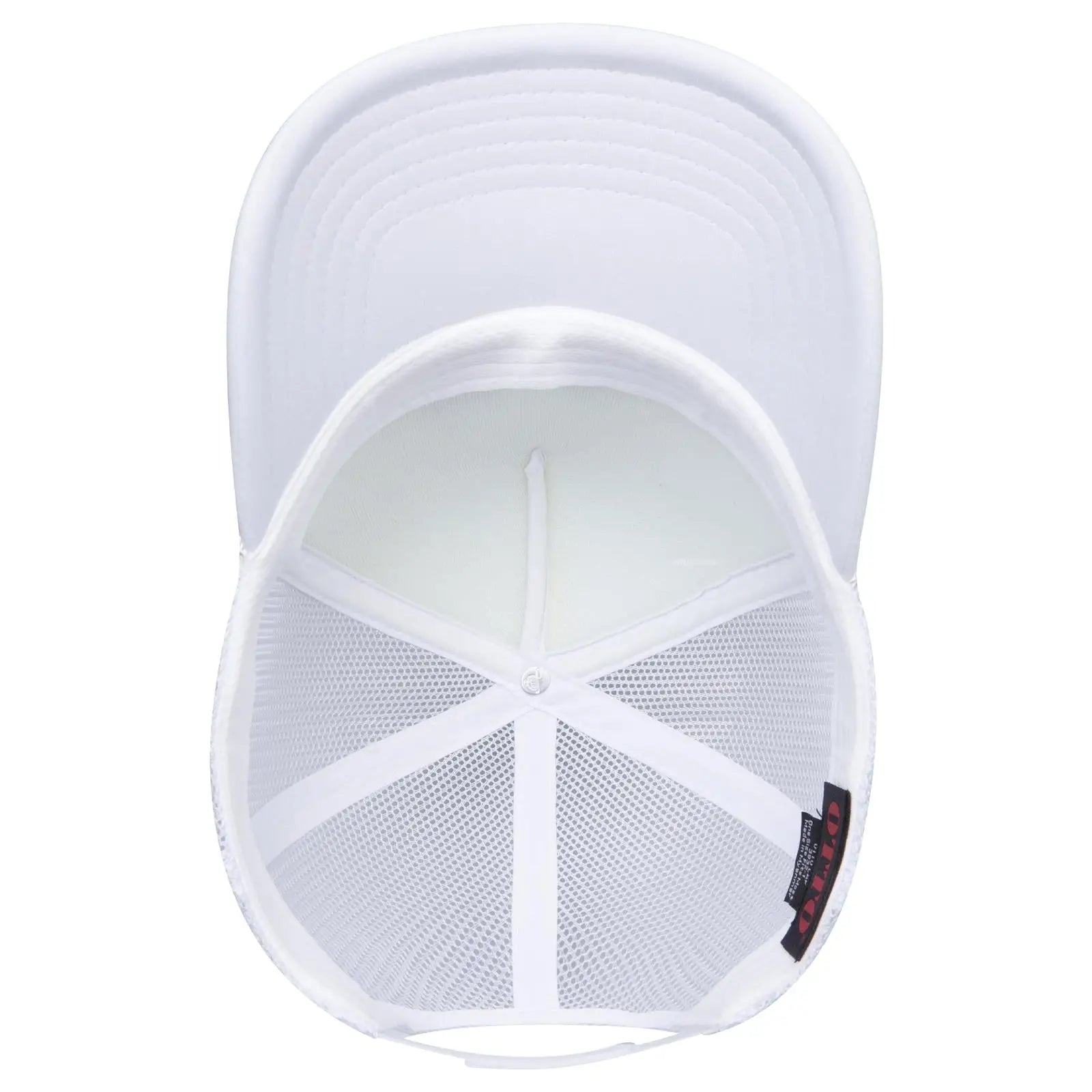 OTTO 3932-1 5 Panel High Crown Mesh Back Trucker Cap - White - White / 7 3/8’’ - 7 5/8’’