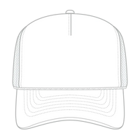 OTTO 3932-1 5 Panel High Crown Mesh Back Trucker Cap - White - White / 7 3/8’’ - 7 5/8’’