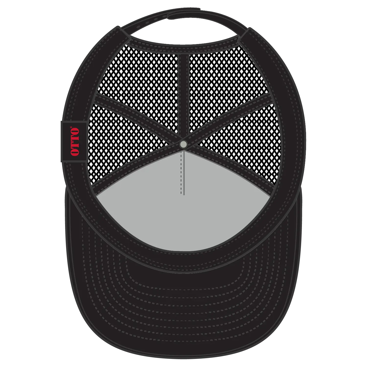 OTTO 39950-1 5 Panel Pro Style Mesh Back Trucker Cap - Blk/Wht/Blk - Blk/Wht/Blk / 7 3/8’’ - 7 5/8’’