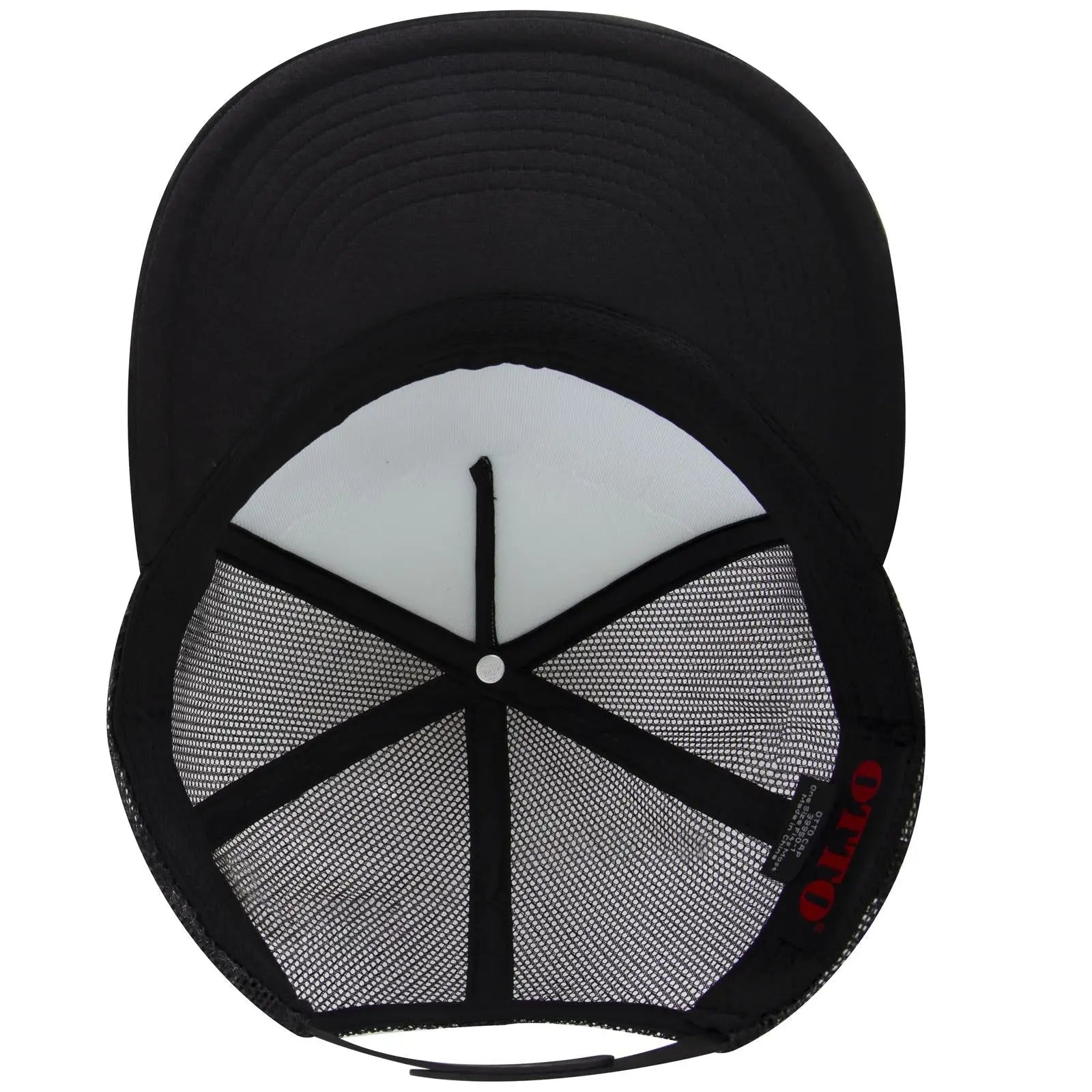 OTTO 39950-1 5 Panel Pro Style Mesh Back Trucker Cap - Blk/Wht/Blk - Blk/Wht/Blk / 7 3/8’’ - 7 5/8’’