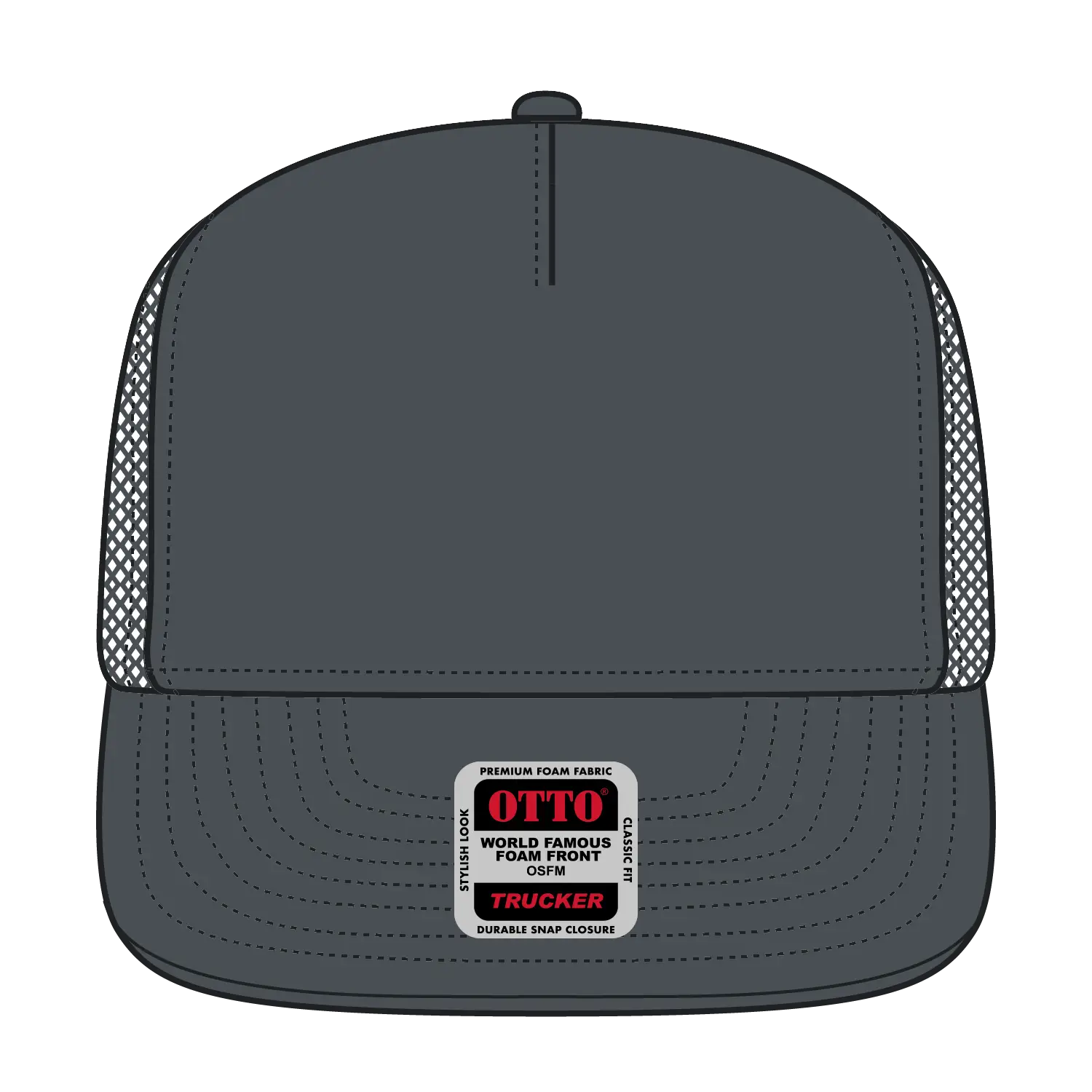 OTTO 39950-1 5 Panel Pro Style Mesh Back Trucker Cap - Char. Gray - Char. Gray / 7 3/8’’ - 7 5/8’’