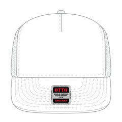OTTO 39950-1 5 Panel Pro Style Mesh Back Trucker Cap - White - White / 7 3/8’’ - 7 5/8’’