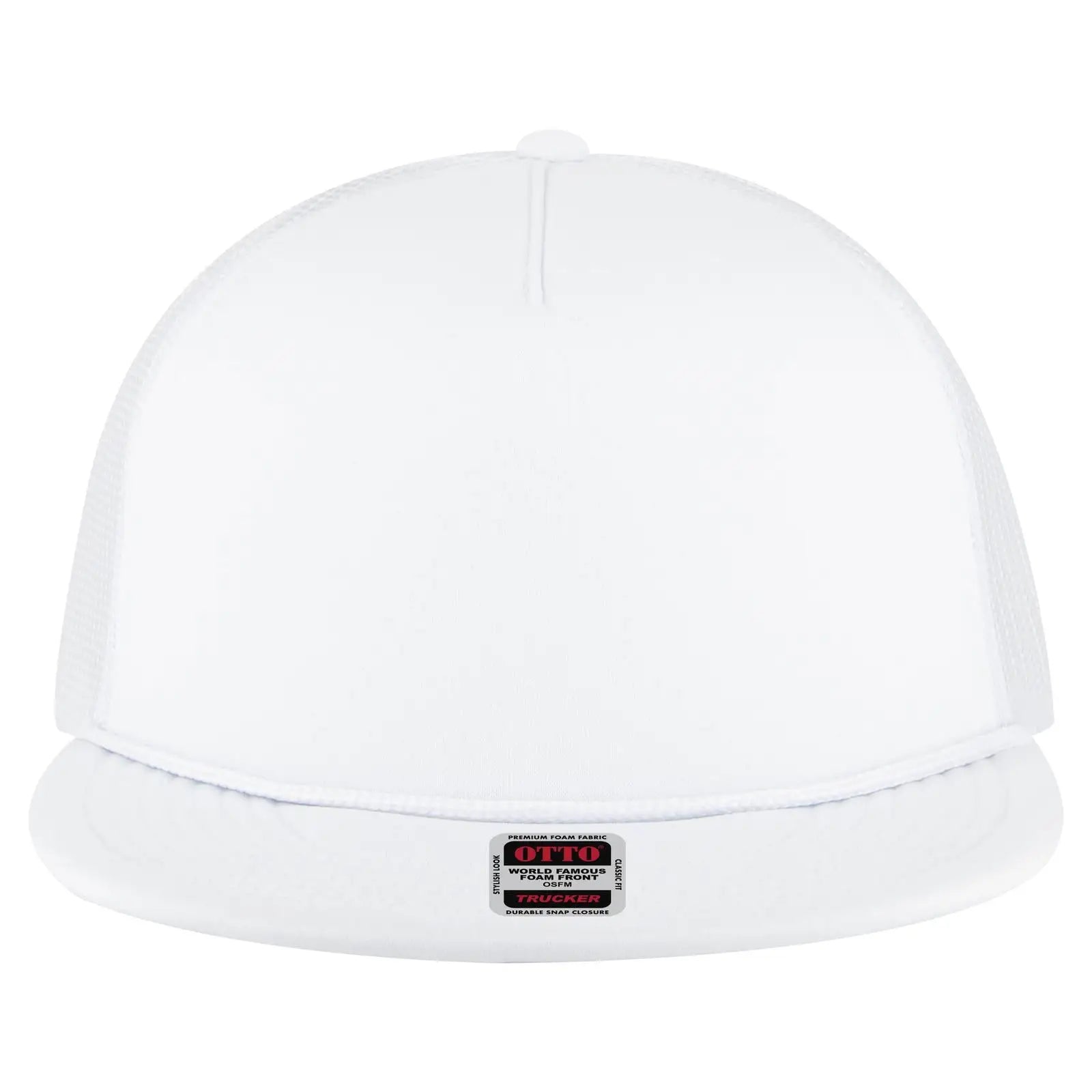 OTTO 39950-1 5 Panel Pro Style Mesh Back Trucker Cap - White - White / 7 3/8’’ - 7 5/8’’