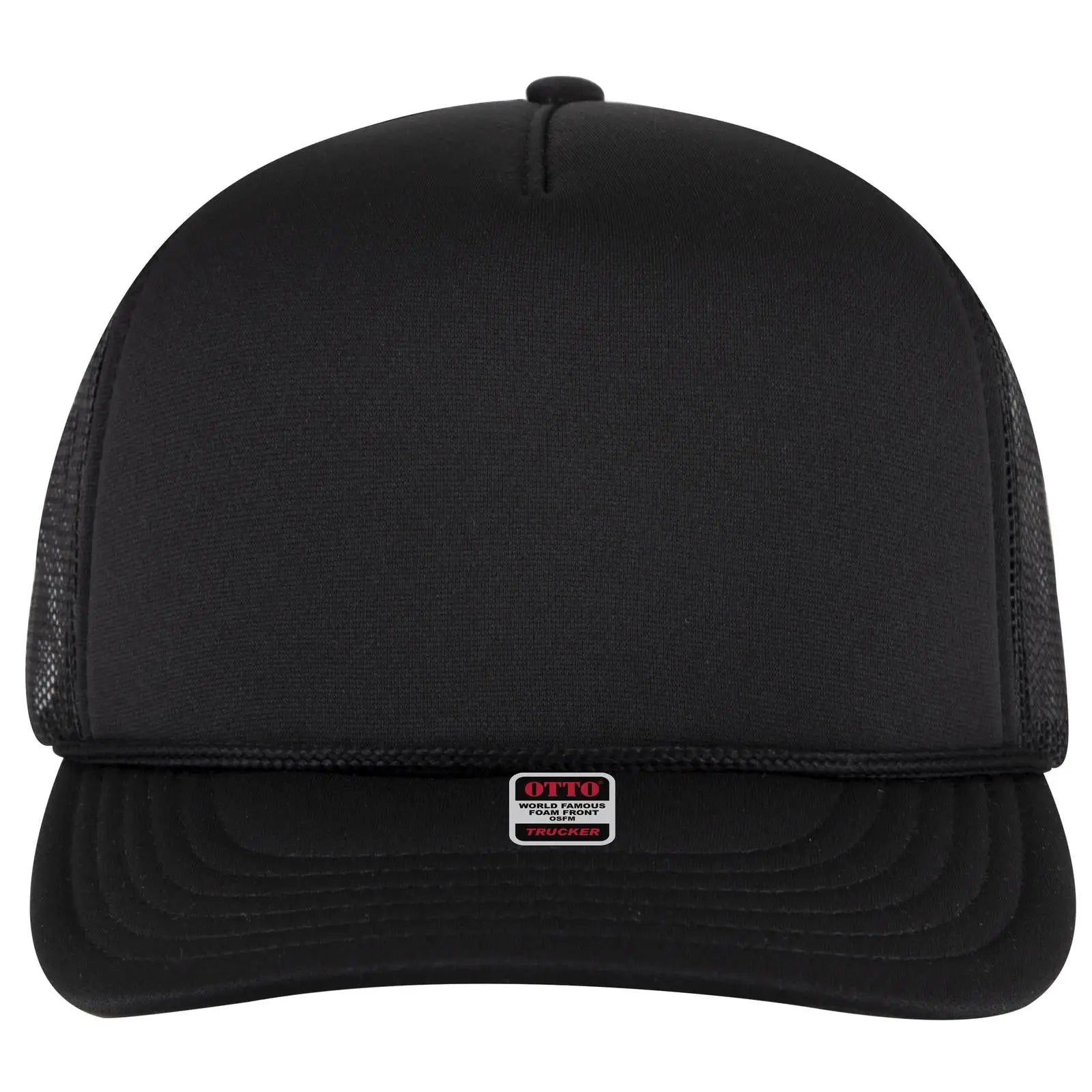 OTTO 39950-2 5 Panel Pro Style Mesh Back Trucker Cap - Black - Black / 7 3/8’’ - 7 5/8’’