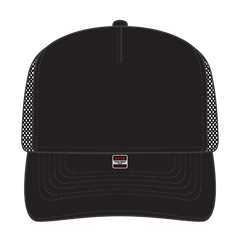 OTTO 39950-2 5 Panel Pro Style Mesh Back Trucker Cap - Black - Black / 7 3/8’’ - 7 5/8’’