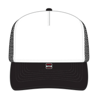 OTTO 39950-2 5 Panel Pro Style Mesh Back Trucker Cap - Blk/Wht/Blk - Blk/Wht/Blk / 7 3/8’’ - 7 5/8’’