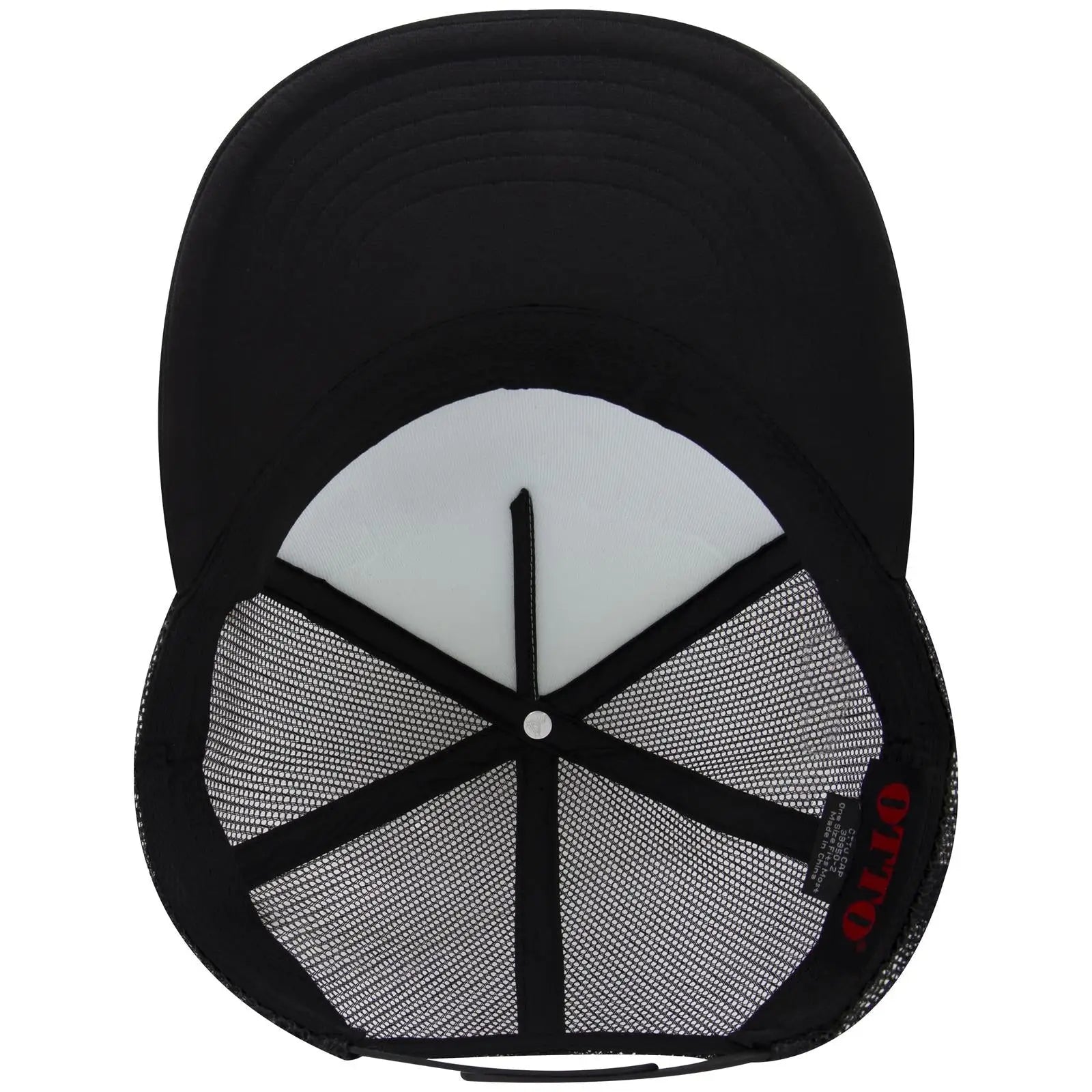 OTTO 39950-2 5 Panel Pro Style Mesh Back Trucker Cap - Blk/Wht/Blk - Blk/Wht/Blk / 7 3/8’’ - 7 5/8’’