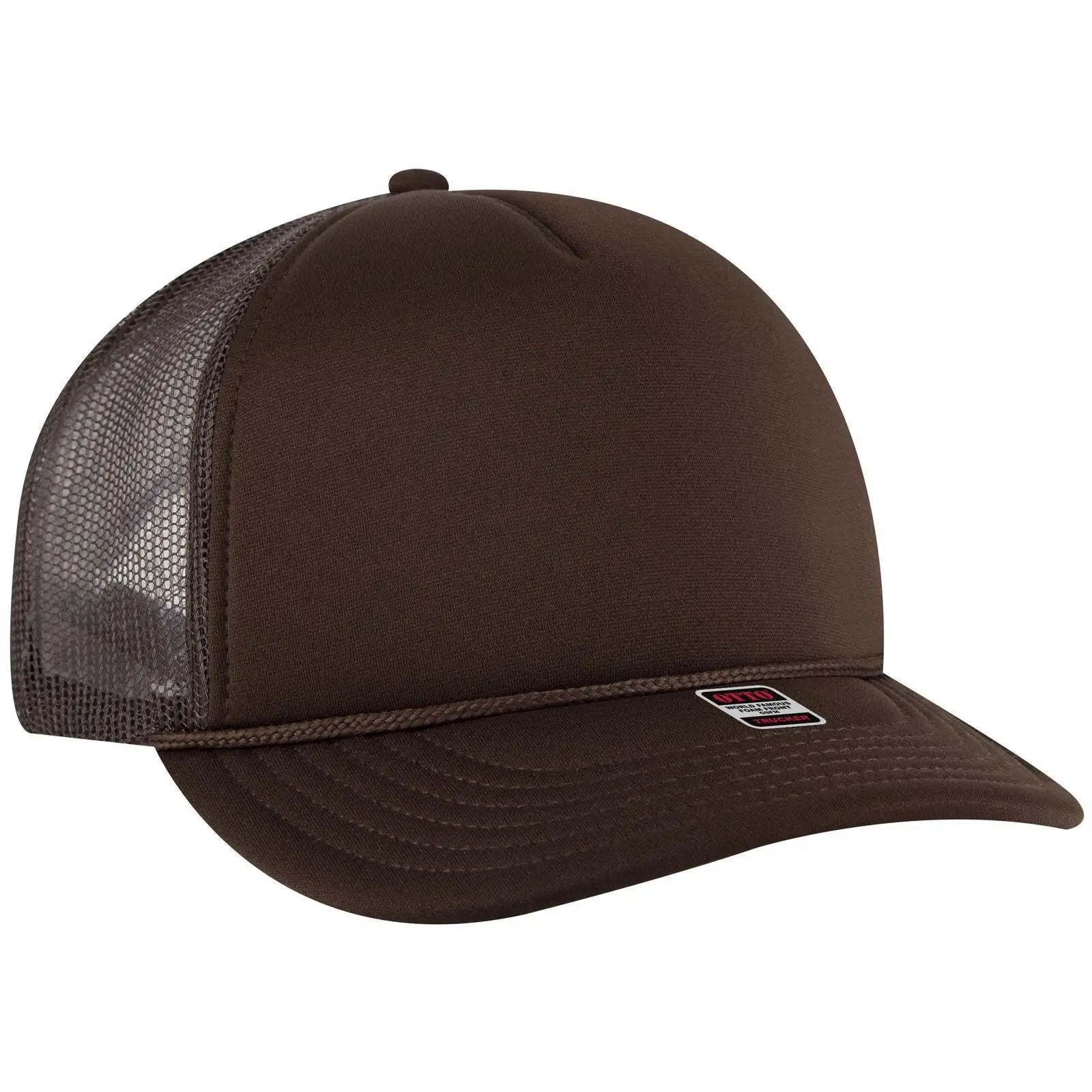 OTTO 39950-2 5 Panel Pro Style Mesh Back Trucker Cap - Brown - Brown / 7 3/8’’ - 7 5/8’’