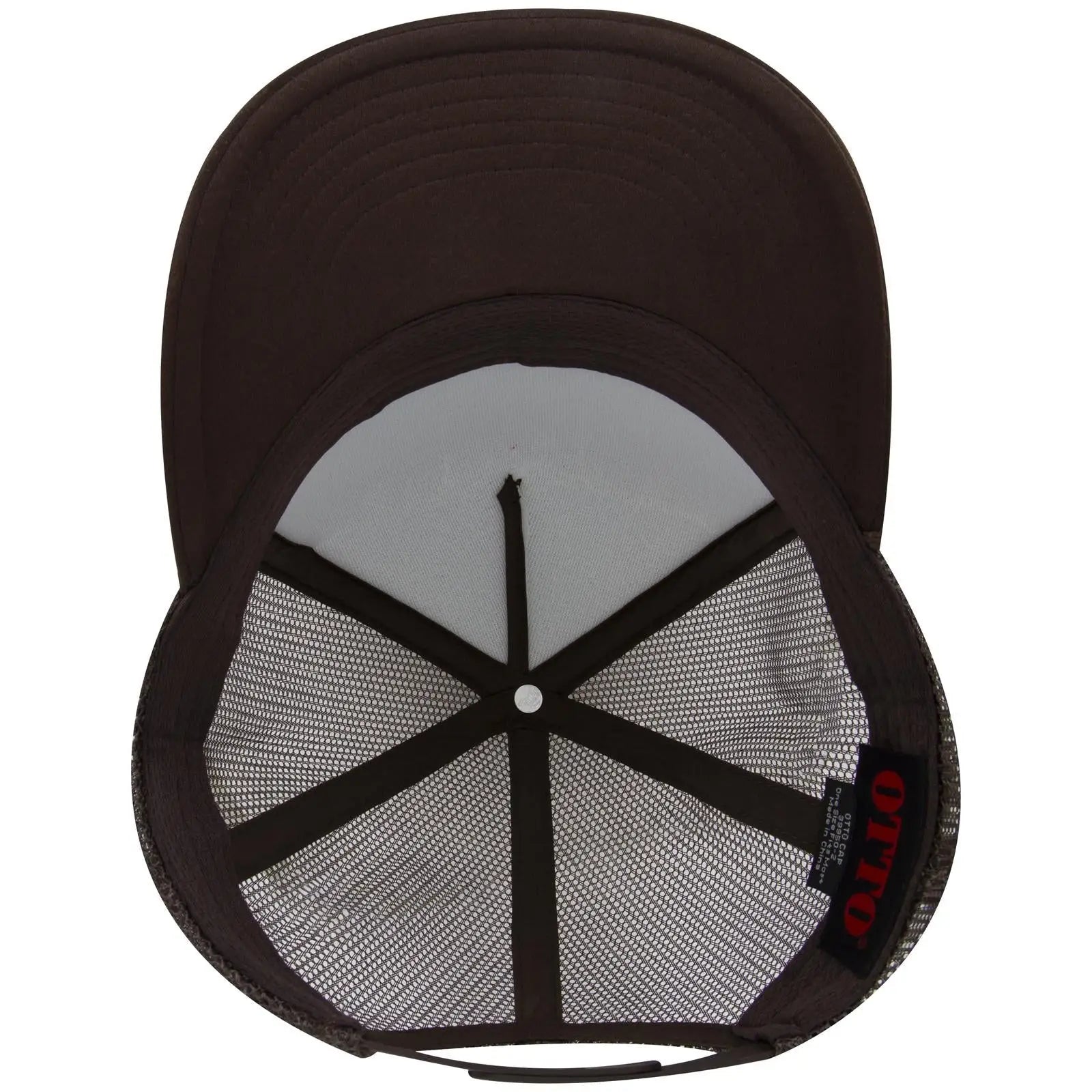 OTTO 39950-2 5 Panel Pro Style Mesh Back Trucker Cap - Brown - Brown / 7 3/8’’ - 7 5/8’’