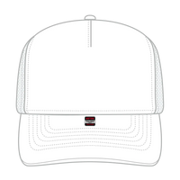 OTTO 39950-2 5 Panel Pro Style Mesh Back Trucker Cap - White - White / 7 3/8’’ - 7 5/8’’