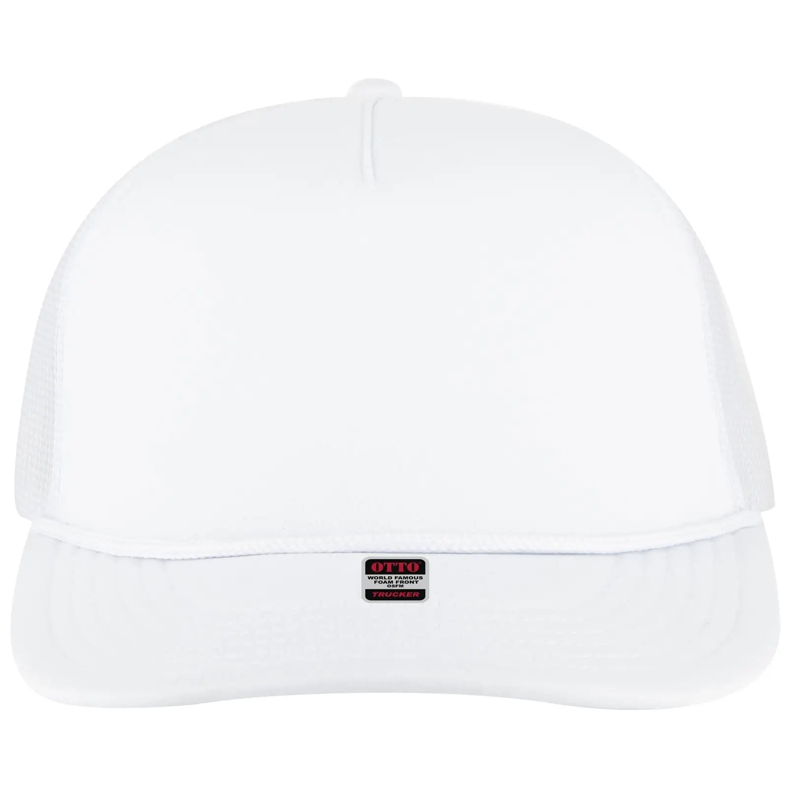 OTTO 39950-2 5 Panel Pro Style Mesh Back Trucker Cap - White - White / 7 3/8’’ - 7 5/8’’