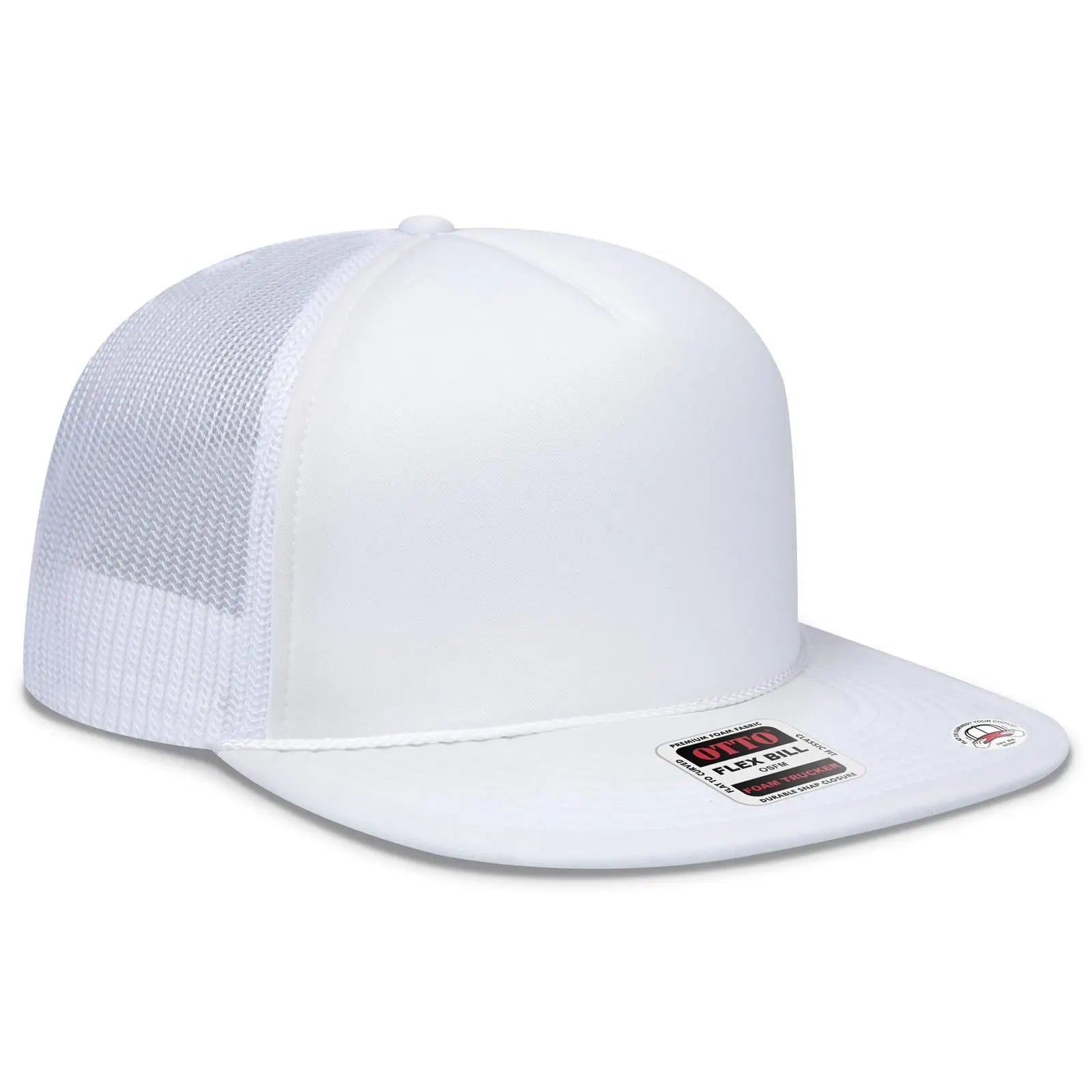 OTTO 3995015-1 ’OTTO Snap’ 5 Panel Pro Style Mesh Back Trucker Snapback Cap - White - White / 7 3/8’’ - 7 5/8’’