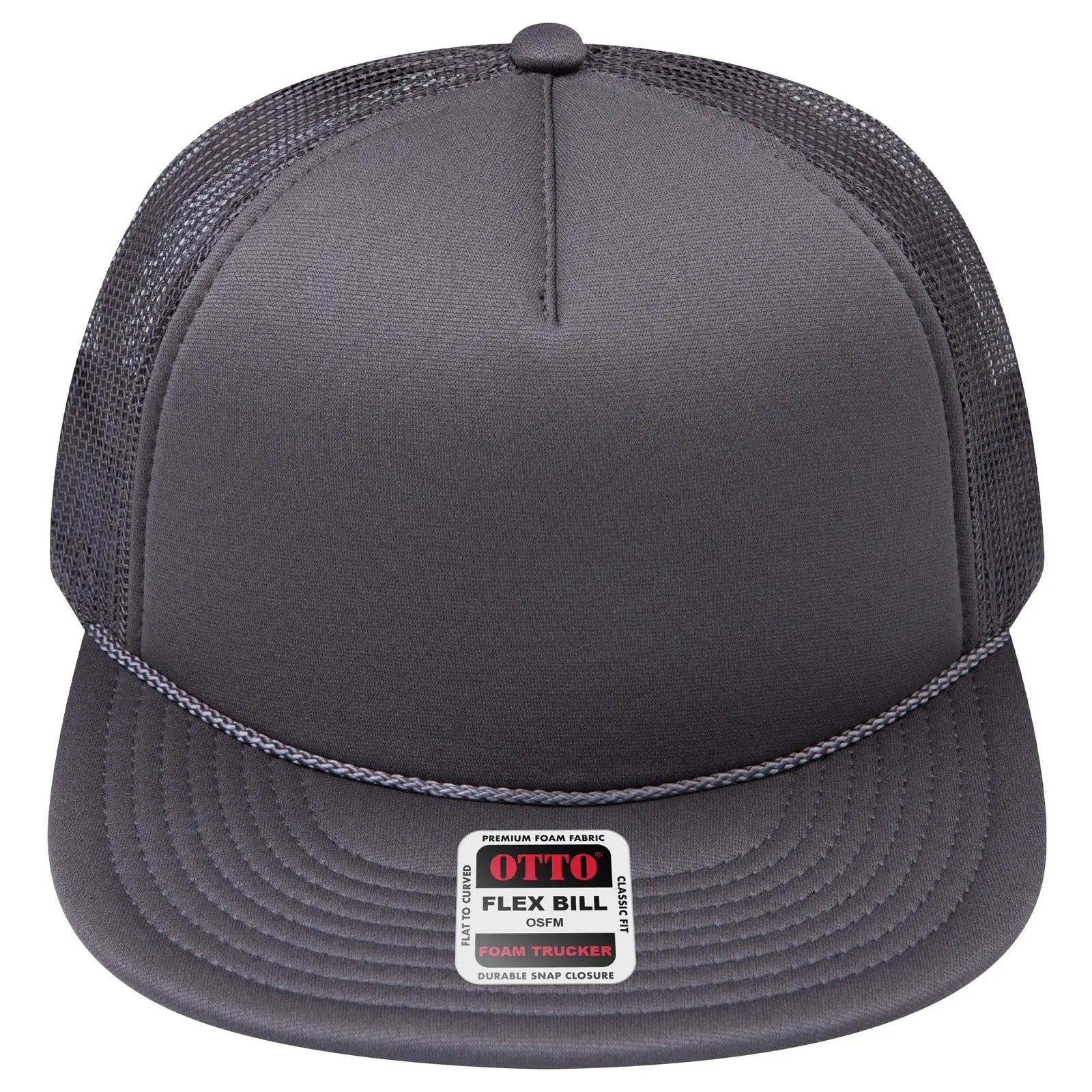 OTTO 3995015-1 ’OTTO Snap’ 5 Panel Pro Style Mesh Back Trucker Snapback Cap - Char. Gray - Char. Gray / 7 3/8’’ - 7