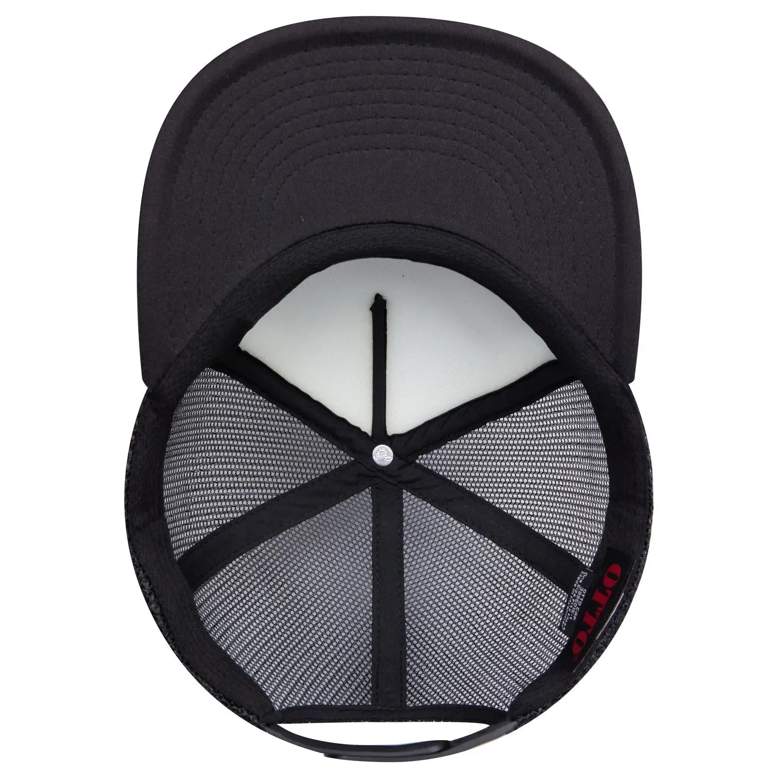 OTTO 3995015-1 ’OTTO Snap’ 5 Panel Pro Style Mesh Back Trucker Snapback Cap - Blk/Wht/Blk - Blk/Wht/Blk / 7 3/8’’ - 7