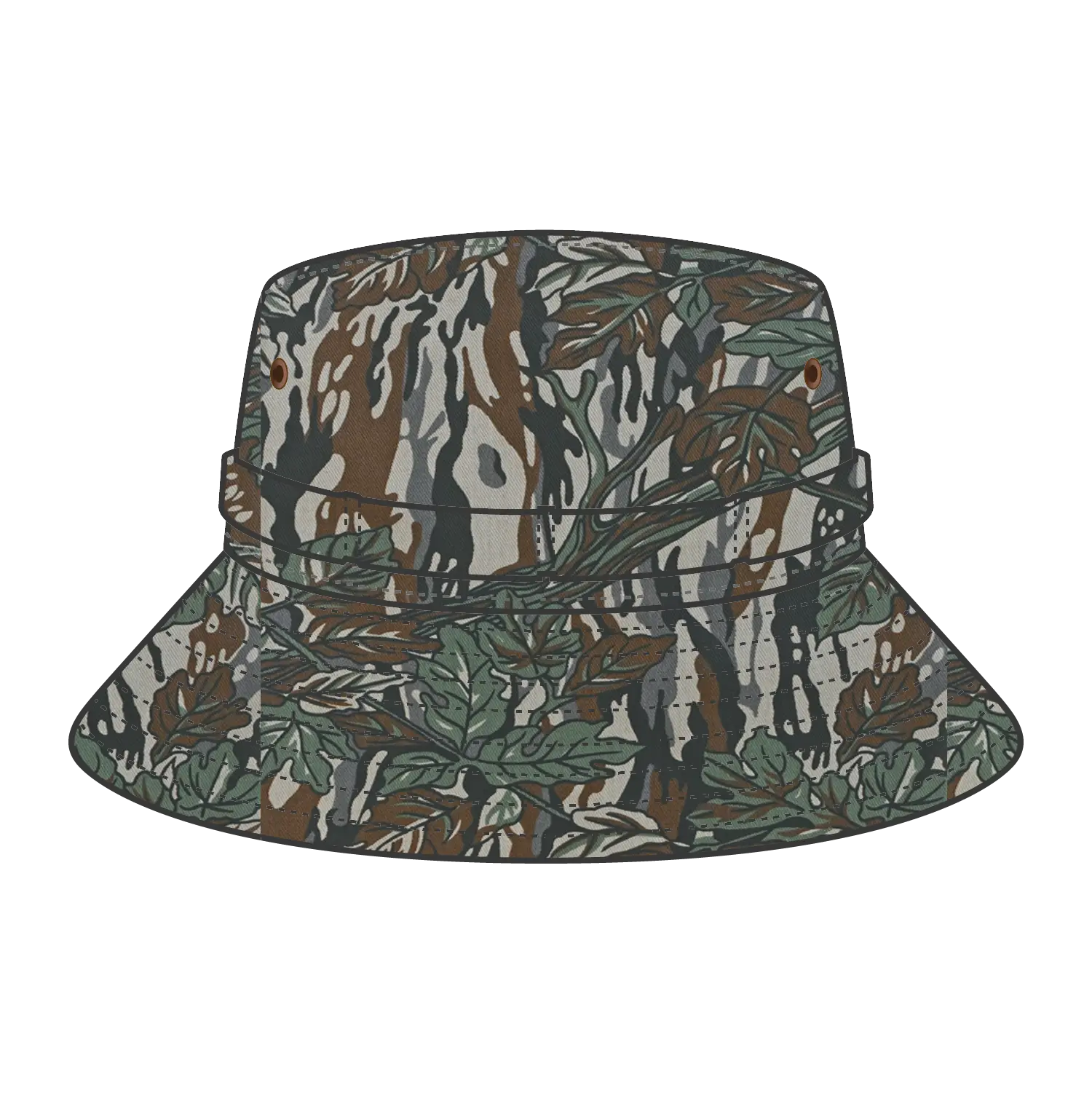 OTTO 43-045 Camouflage Bucket Hat - Gry/Dk.Grn - Gry/Dk.Grn / M