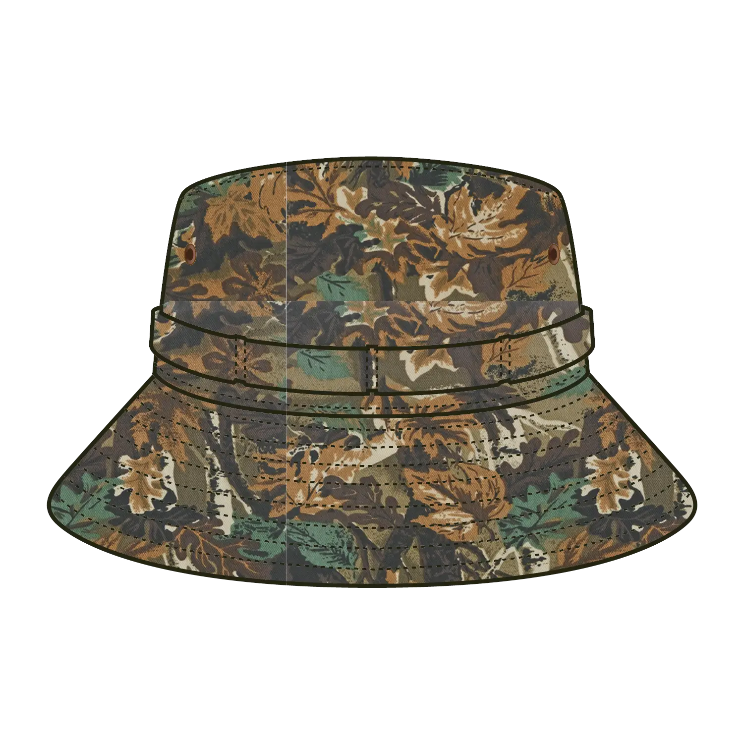 OTTO 43-045 Camouflage Bucket Hat - Lt.Lod/Brn/Kly - Lt.Lod/Brn/Kly / M