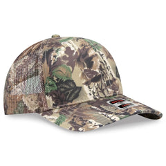 OTTO 45-052 Camouflage 6 Panel Mid Profile Mesh Back Trucker Cap - Lt.Lod/Brn/Kly - Lt.Lod/Brn/Kly / 7 3/8’’ - 7 5/8’’