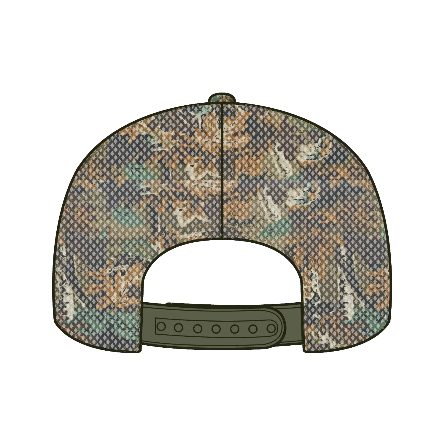OTTO 45-052 Camouflage 6 Panel Mid Profile Mesh Back Trucker Cap - Lt.Lod/Brn/Kly - Lt.Lod/Brn/Kly / 7 3/8’’ - 7 5/8’’