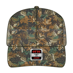 OTTO 45-052 Camouflage 6 Panel Mid Profile Mesh Back Trucker Cap - Lt.Lod/Brn/Kly - Lt.Lod/Brn/Kly / 7 3/8’’ - 7 5/8’’