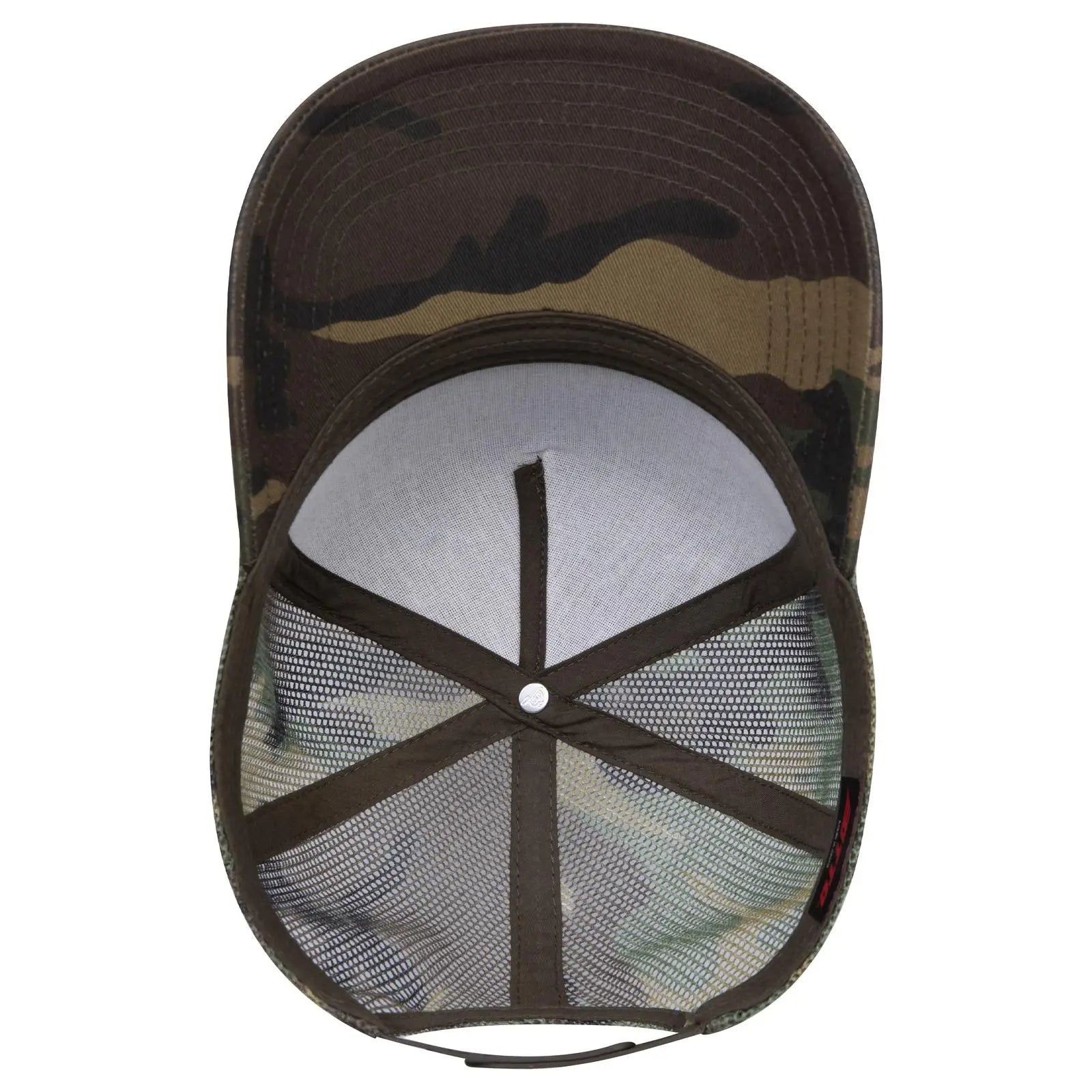 OTTO 47-049 Camouflage 5 Panel Mid Profile Mesh Back Trucker Cap - Dk.Grn/Brn - Dk.Grn/Brn / 6 1/2’’ - 7 5/8’’
