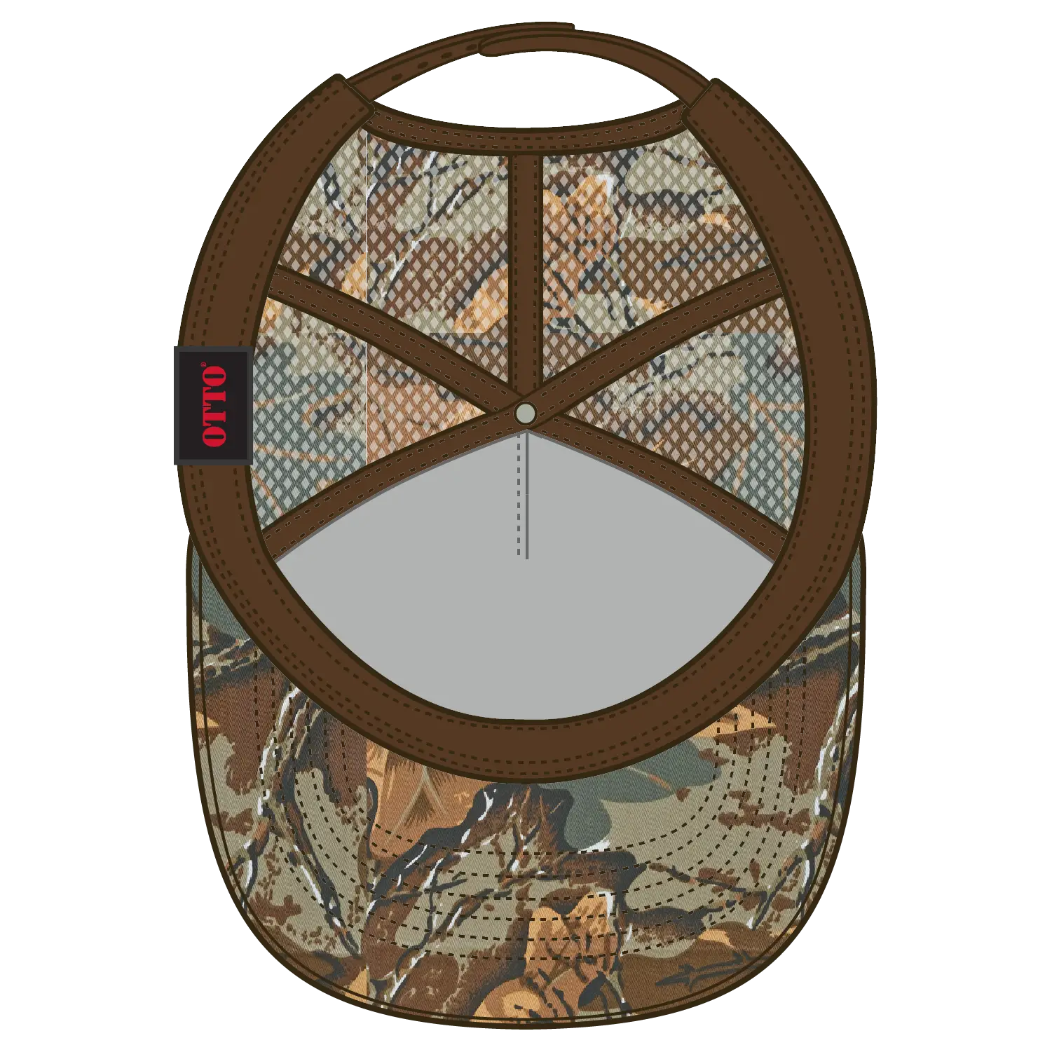 OTTO 47-049 Camouflage 5 Panel Mid Profile Mesh Back Trucker Cap - Kha/Brn/Lt.Ol.Grn - Kha/Brn/Lt.Ol.Grn / 6 1/2’’ - 7