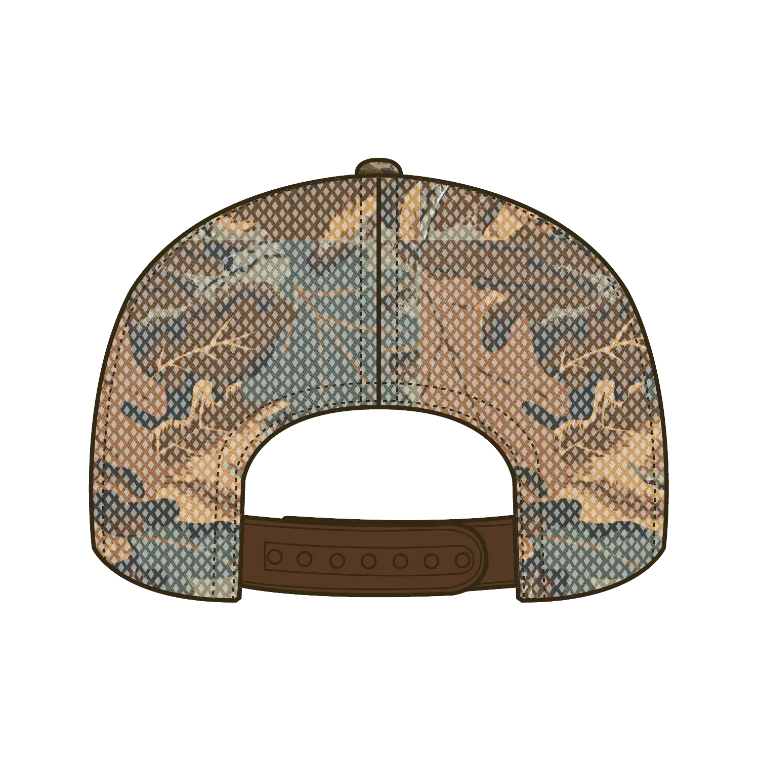 OTTO 47-049 Camouflage 5 Panel Mid Profile Mesh Back Trucker Cap - Kha/Brn/Lt.Ol.Grn - Kha/Brn/Lt.Ol.Grn / 6 1/2’’ - 7