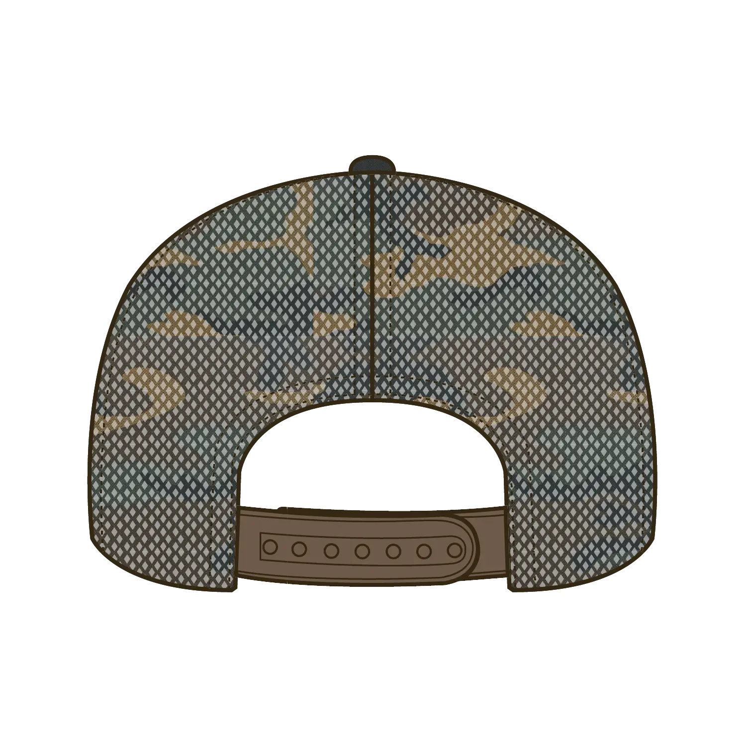 OTTO 47-049 Camouflage 5 Panel Mid Profile Mesh Back Trucker Cap - Dk.Grn/Brn - Dk.Grn/Brn / 6 1/2’’ - 7 5/8’’