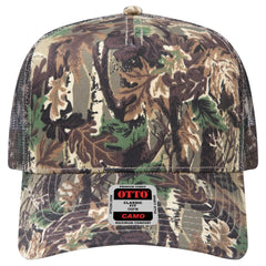 OTTO 47-049 Camouflage 5 Panel Mid Profile Mesh Back Trucker Cap - Lt.Lod/Brn/Kly - Lt.Lod/Brn/Kly / 6 1/2’’ - 7 5/8’’