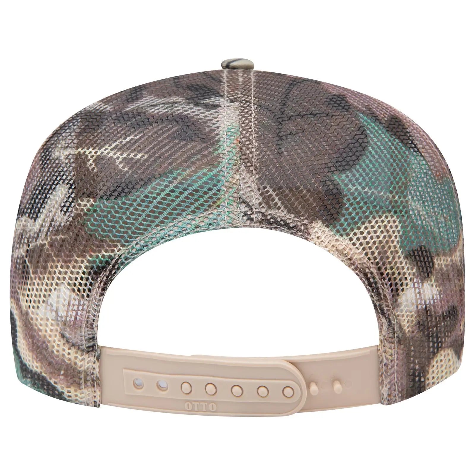 OTTO 47-049 Camouflage 5 Panel Mid Profile Mesh Back Trucker Cap - Kha/Brn/Lt.Ol.Grn - Kha/Brn/Lt.Ol.Grn / 6 1/2’’ - 7
