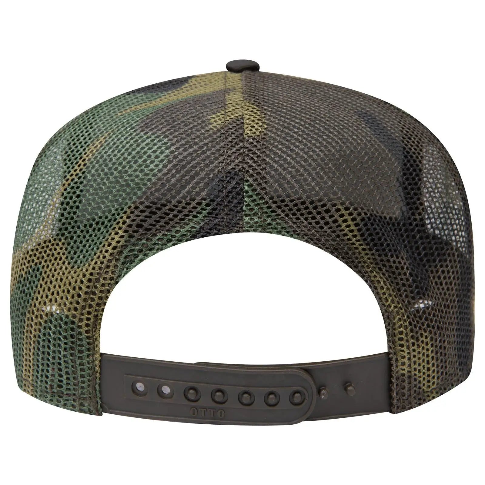 OTTO 47-049 Camouflage 5 Panel Mid Profile Mesh Back Trucker Cap - Dk.Grn/Brn - Dk.Grn/Brn / 6 1/2’’ - 7 5/8’’