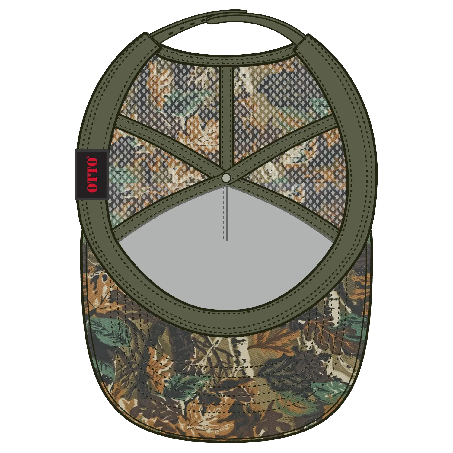 OTTO 47-049 Camouflage 5 Panel Mid Profile Mesh Back Trucker Cap - Lt.Lod/Brn/Kly - Lt.Lod/Brn/Kly / 6 1/2’’ - 7 5/8’’