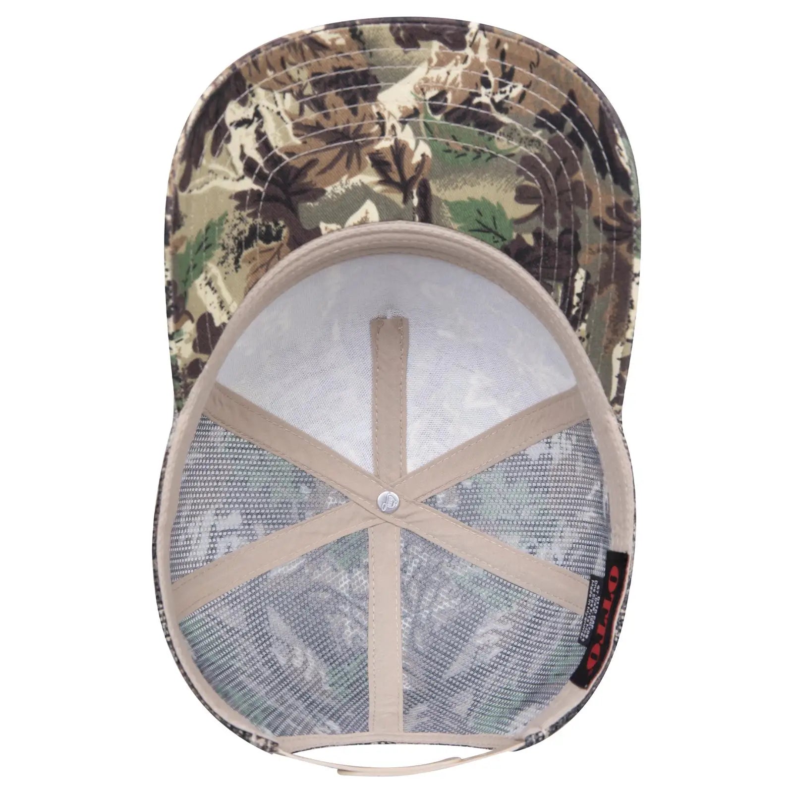 OTTO 47-049 Camouflage 5 Panel Mid Profile Mesh Back Trucker Cap - Lt.Lod/Brn/Kly - Lt.Lod/Brn/Kly / 6 1/2’’ - 7 5/8’’