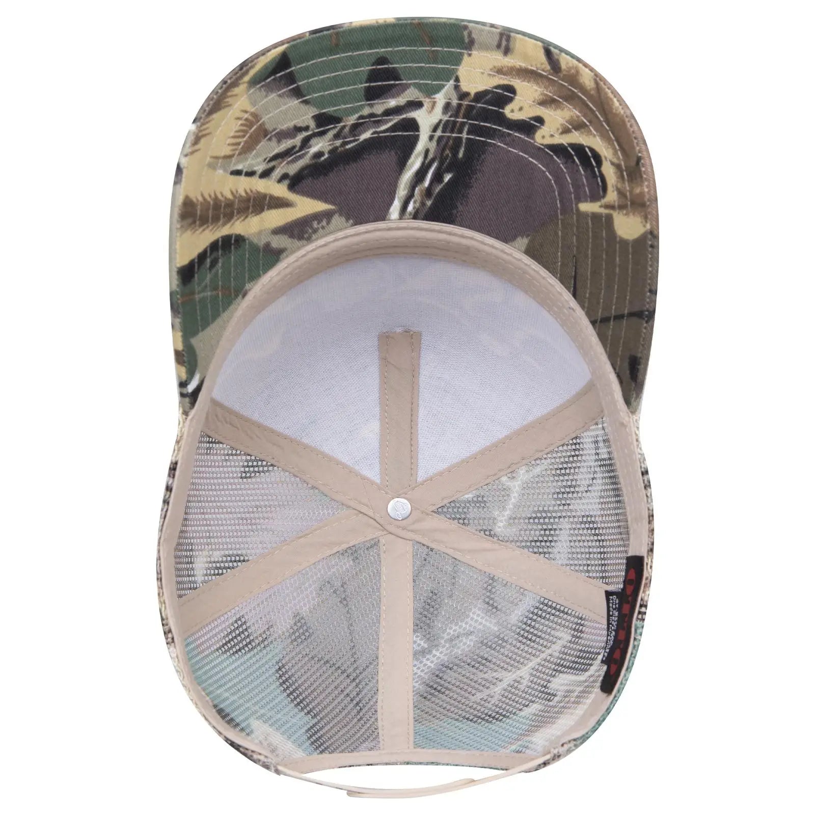 OTTO 47-049 Camouflage 5 Panel Mid Profile Mesh Back Trucker Cap - Kha/Brn/Lt.Ol.Grn - Kha/Brn/Lt.Ol.Grn / 6 1/2’’ - 7