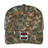 OTTO 47-049 Camouflage 5 Panel Mid Profile Mesh Back Trucker Cap - Lt.Lod/Brn/Kly - Lt.Lod/Brn/Kly / 6 1/2’’ - 7 5/8’’