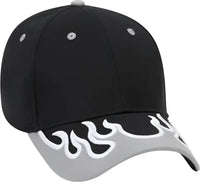 OTTO 58 589 Flame Pattern Visor Brushed Cotton Twill Low Profile Pro Style Structured Firm Front Panel Cap Black Gray