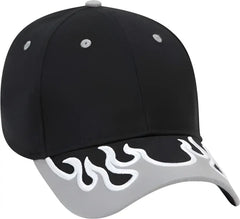 OTTO 58 589 Flame Pattern Visor Brushed Cotton Twill Low Profile Pro Style Structured Firm Front Panel Cap Black Gray