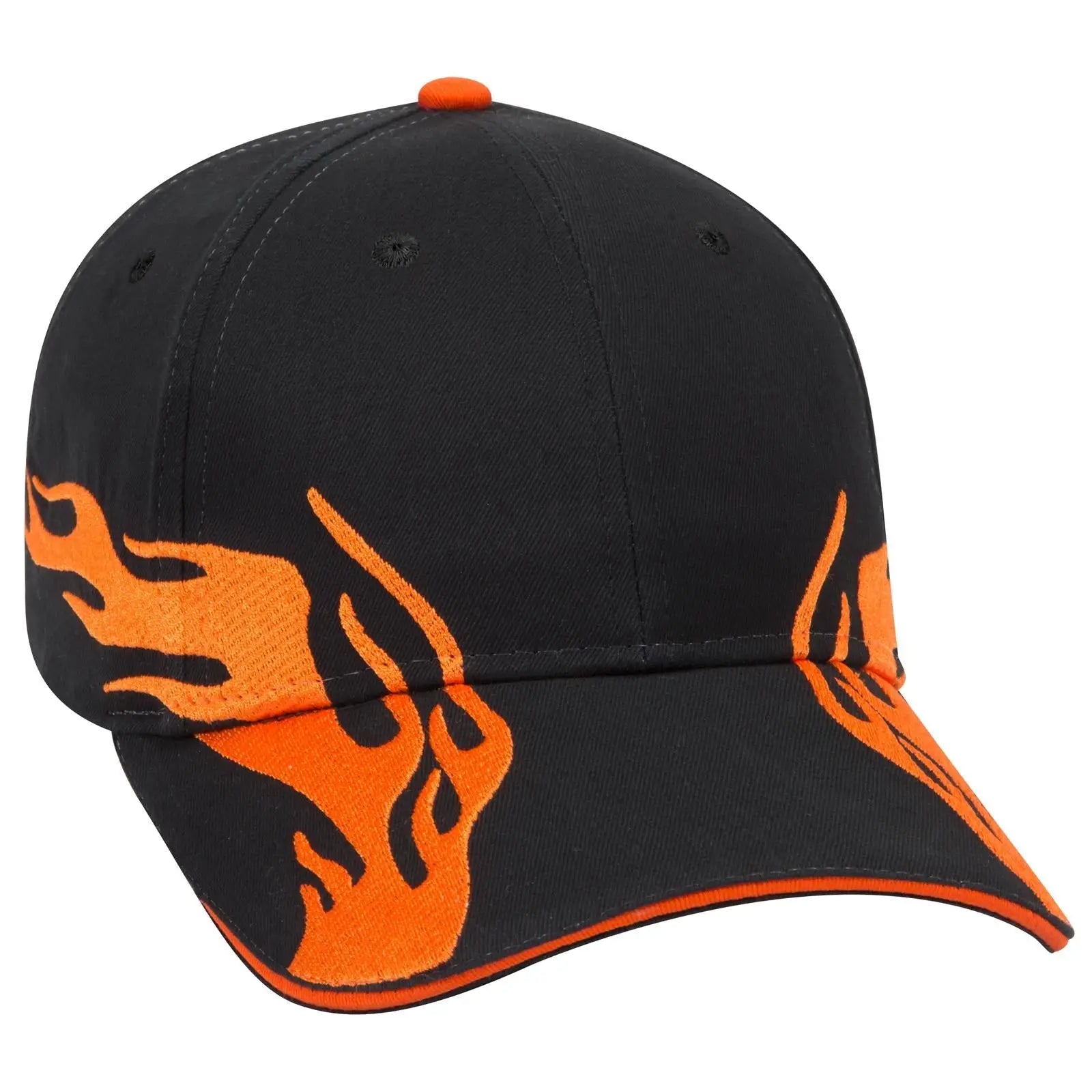 OTTO 58-755 6 Panel Low Profile Baseball Cap - Blk/B.Org/B.Org - Blk/B.Org/B.Org / 6 1/2’’ - 7 5/8’’
