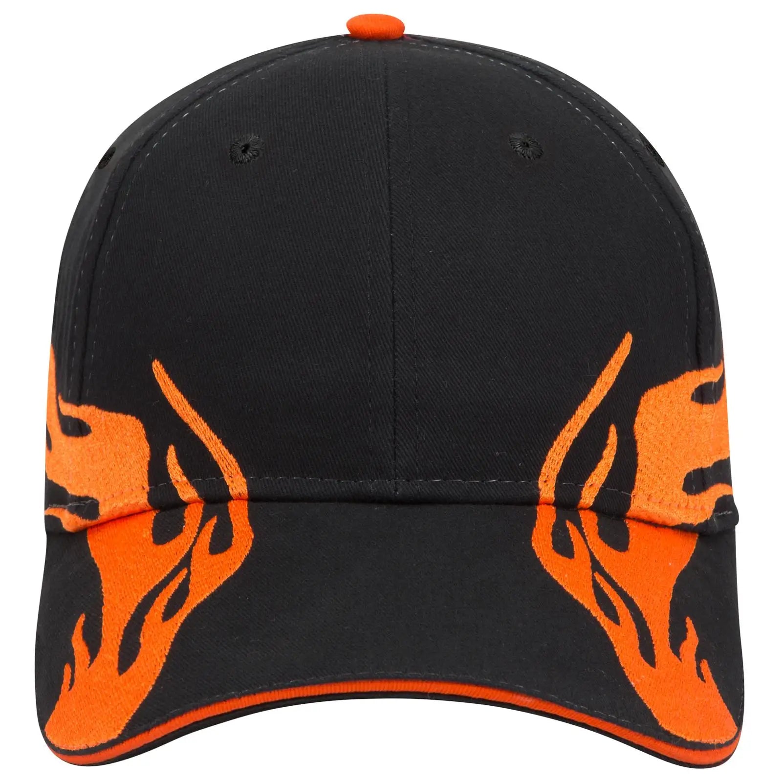 OTTO 58-755 6 Panel Low Profile Baseball Cap - Blk/B.Org/B.Org - Blk/B.Org/B.Org / 6 1/2’’ - 7 5/8’’