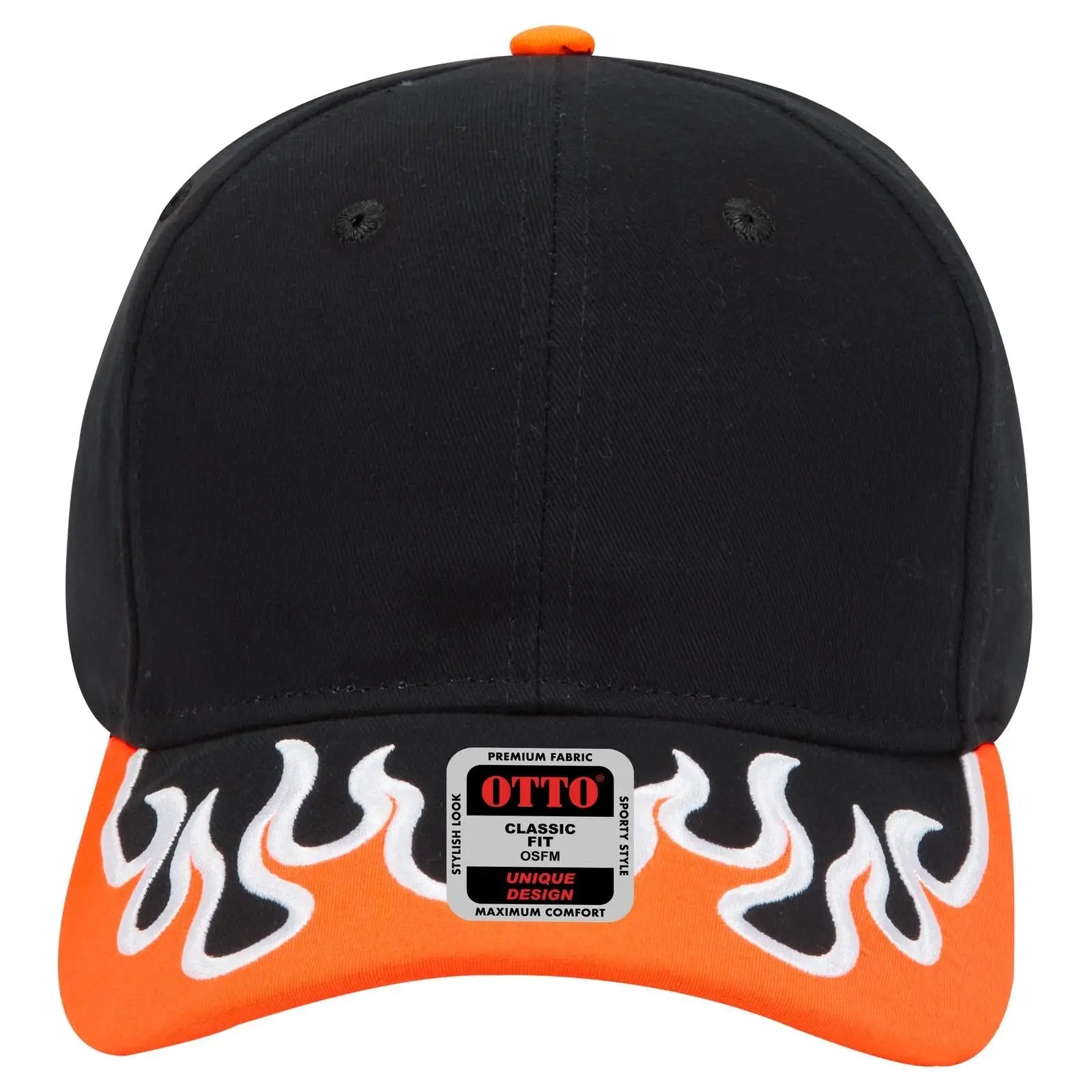 OTTO 58-755 6 Panel Low Profile Baseball Cap - Blk/N.Org/Wht - Blk/N.Org/Wht / 6 1/2’’ - 7 5/8’’